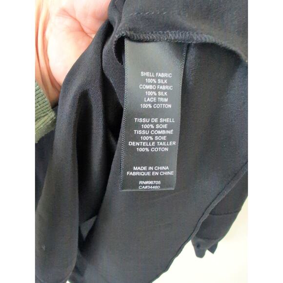 Rebecca Taylor Black Tie Sleeve Silk Blouse size 12 - Picture 4 of 6